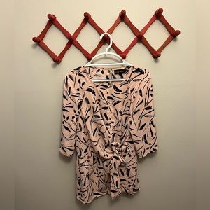 Lane Bryant Pink Abstract Faux Wrap Career…